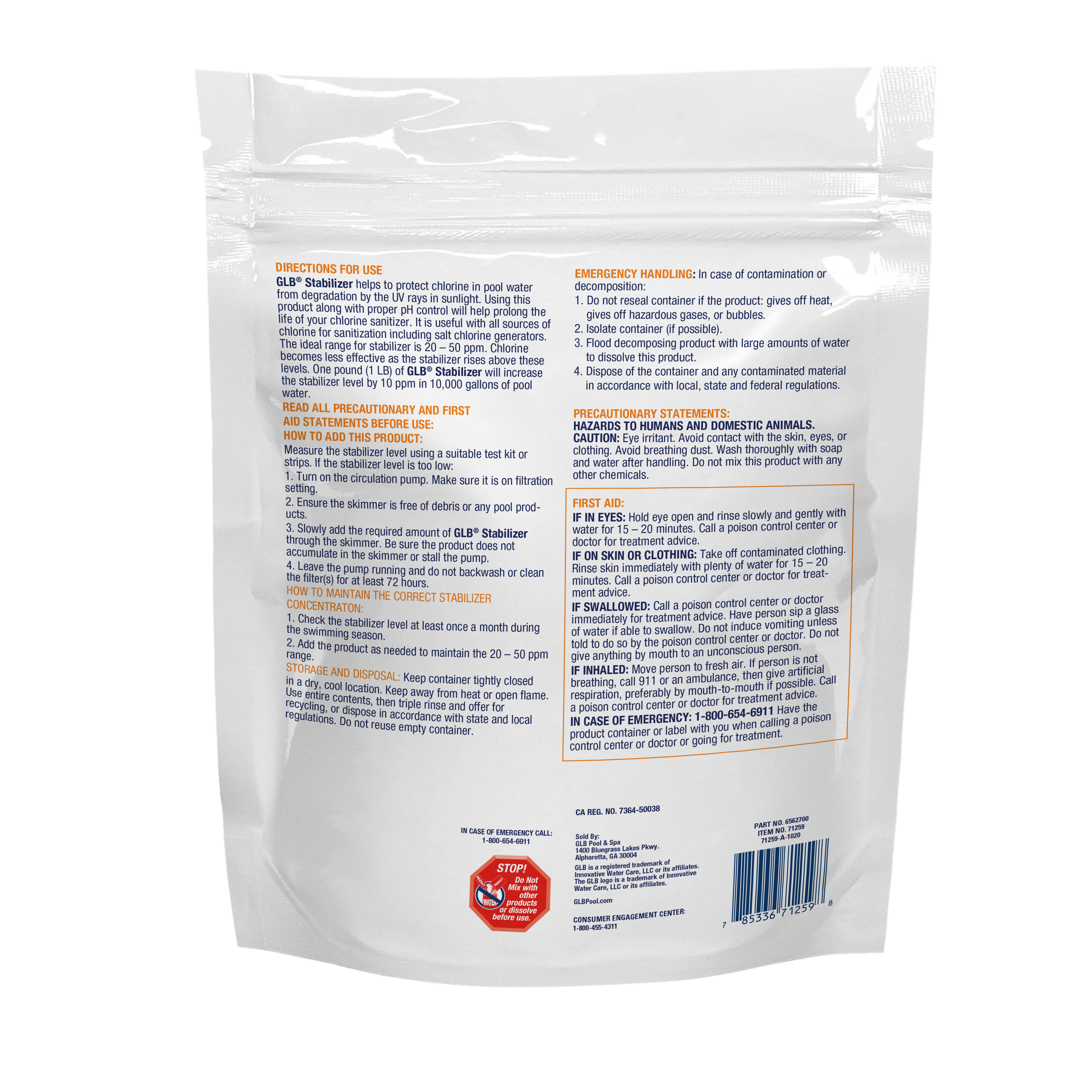 GLB stabilizer back of pack